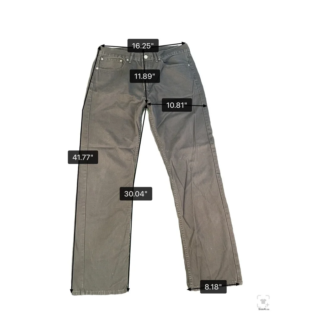 Levis 505 Regular Fit Straight Leg Gray Jeans Mens 34x32 00505-0012
